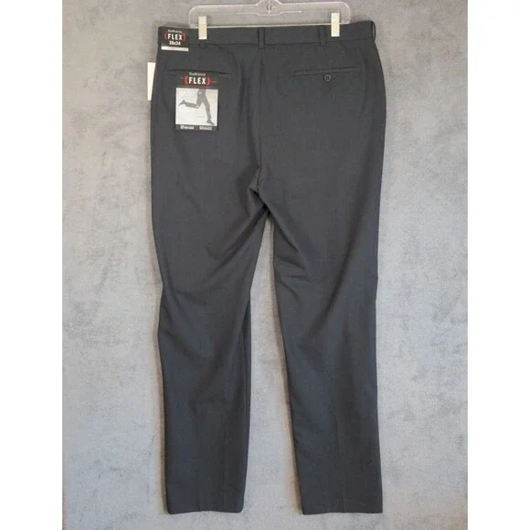 NWT Van Heusen Dress Pants Mens 36x34 Gray Flex Straight Fit Stretch Flat Front - Picture 5 of 9